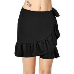 Plus Size Women Beach Cover Up Skirts Ruffled Swim Skirts Bikini Cover Up Swimsuit Cover Up High Waist Ladies Bikini Bottoms Swimwear Bathing Suit Bandage Beachwear Swimming Costumes