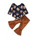 One Opening 2Pcs Newborn Baby Girls Set Flower Top Romper Velvet Pants 0-24M