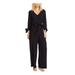 CECE Womens Black Tie Zippered 3/4 Sleeve V Neck Wide Leg Jumpsuit Size 2