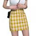 Pretty Comy Women Casual Skirt Plaid Slim High Waist Mini Pencil Streetwear Vintage Skirts