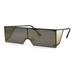 SA106 Mirrored 80s Retro Squared Rectangle Side Visor Robotic Sunglasses Gunmetal Gold