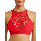 Time and Tru Women's Bonnaroo Babe High Neck Swimsuit Top