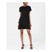 CALVIN KLEIN Womens Black Ruffled Tulip Hem Short Sleeve Crew Neck Short Sheath Dress Size 6