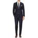 DTI GV Executive Men's Two Button Suit 2 Piece Modern Fit Jacket Flat Front Pant Blue Gray Birdseye