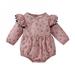 Zdmathe Baby Girls Romper Spring Infant Girl Long Flying Sleeve Newborn Clothes Floral Printed Pattern Toddler Clothes Hot