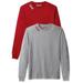 Daxton Premium Texas Men Long Sleeves T Shirt Ultra Soft Medium Weight Cotton, 2Pk Red White Hgray Red 1XL