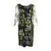 Connected Apparel Boat Neck 3/4 Chiffon Sleeve Floral Print Jersey Dress-NLV