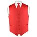 Men's Dress Vest & Skinny NeckTie Solid Red Color 2.5" Neck Tie Set