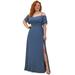 Ever-Pretty Women's Sexy V-Neck Short Sleeve Off-Shoulder Plus Size Cocktail Dress 02372 Dusty Navy US20