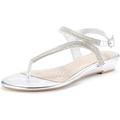 DREAM PAIRS Women's Flip Flops Thong Flat Sandals Casual Low Wedge Sandals Dress Shoes SERPENT SILVER Size 5