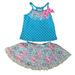 Infant Girls Blue Polka Dot Floral Baby Outfit Shirt & Skort Skirt 24m