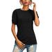 Sexy Dance S-XL Womens Summer Solid T Shirts Casual Beach Tee Blouse Short Sleeve Twisted Classic Fit Swim Beachwear Blouses Top Black S(US 4-6)