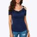 Women Casual Cold Shoulder Draped Collar Shirt Short Sleeve Top T-Shirt