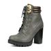 DREAM PAIRS Women's High Heel Ankle Boots Block Lace Up Side Zip PU upper Ankle Boots EARTH GREY Size 9.5