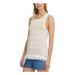 DKNY Womens Ivory Fringed Sleeveless Scoop Neck Sweater Size L