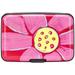 Mini RFID Aluminum Wallet Credit Cards Holder Business Card Case Metal ID Case for Men Women (Big pink flower)