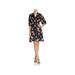 Rebecca Taylor Womens Floral Tie-Neck Casual Dress