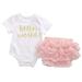 3PCS Newborn Baby Girls Short Sleeve Tops Baby Bodysuit Tulle Tutu Skirt Headband Outfit Set New Fashion Clothes