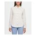 TOMMY HILFIGER Womens White Long Sleeve Collared Button Up Top Size L