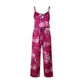 Summer Women Spaghetti Strap Jumpsuits Rompers Casual Floral Beach Loose Overalls Palysuits Long Jumpsuits Pants Trousers