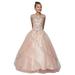 Big Girls Blush Curtain Layers Stone Adorned Tulle Pageant Dress Gown Big Girls
