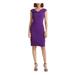RALPH LAUREN Womens Purple Solid Cap Sleeve Cowl Neck Knee Length Body Con Evening Dress Size 10