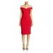 JS COLLECTION Womens Red Off Shoulder Knee Length Sheath Cocktail Dress Size 8