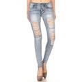 Denim Couture Distressed Ripped Light Denim Wash Skinny Jeans 130 - Waist 5