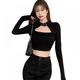 Women Solid O-Neck Back Bow Backless Sexy Casual Long Sleeve T-Shirt Tops