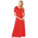 AmeriMark Womenâ€™s Knit Maxi Dress - 100% Cotton Short Sleeve T-Shirt Dress