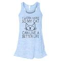 Women's Funny Tank Top "I Work Hard So My Cat Can Live A Better Life" Shirts Large, Blue