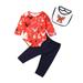 Christmas Costumes Newborn Baby Boy Girl Outfits Cartoon Animal Pattern Clothes Romper+ Cow Pants Leggings+Bibs Sets