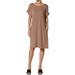 TheMogan Women's S~3X Jersey Cuffed Short Sleeve Boxy Relaxed Pocket T-Shirt Dress