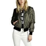 Womens Classic Full-Zip Quilted Jacket Short Bomber Jacket Coat