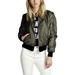 Womens Classic Full-Zip Quilted Jacket Short Bomber Jacket Coat