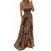 Colisha Women Dress Pleated Halter Maxi Gown Ladies Boho Floral Print Sleeveless Casual Backless Maxi Dresses with Belt