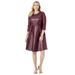 Jessica London Women's Plus Size Leather And Ponte Knit Fit & Flare Dress