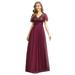 Ever-Pretty Women's Sequin A-line Double V-neck Party Gowns Long Wedding Guest Dress 00542 Burgundy US14