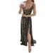 Women Boho Long Maxi Party Dress Sleeveless Floral Beach Sundress Sexy Deep V Neck Evening Party Dress