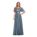 Ever-Pretty Womens Flutter Sleeve Long Evening Dresses for Women 00904 Dusty Navy US6