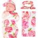 Newborn Baby Swaddle Blanket with Headband Value Set, Best Baby Gift for Baby Boys, Baby Girls, Unisex, Perfect for Baby Photography (Pink Flower)