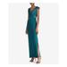 RALPH LAUREN Womens Green Sleeveless V Neck Maxi Sheath Formal Dress Size 12