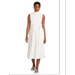 Prologue Womens Size Medium Mock Neck Sleeveless Belted Midi Dress, Gesso White