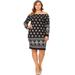 MOA COLLECTION Women's Casual Plus Size Pattern Print Off the Shoulder Elastic Band Knee Length Dress