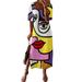 UKAP Women Loose Maxi Dress Ladies Casual Short Sleeve Kaftan T Shirt Dress Girls Boho Side Split A Line Dress Crew Neck Cartoons Graphic Tunic Dress White S(US 2-4)