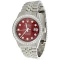 Mens Rolex 36mm DateJust Diamond Watch Jubilee Steel Band Custom Red Dial 2 CT. - PreOwned Customized