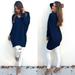 Winnereco Women Long Sleeve V Neck Sweater Loose Plush Pullover Tops (Navy Blue 2XL)
