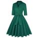 MintLimit Womens 1950s Vintage Retro Dress 3/4 Sleeve Collar Wrap Deep-V Neck Swing Dresses Pockets