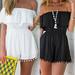 AYYUFE Women's Sexy Off Shoulder Dress; Chiffon Boho Ruffle Sleeve Blouse; Mini Dress;Black/White Ruffles Dress