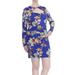 GUESS Womens Blue Cut Out Twisted Floral Print Long Sleeve Above The Knee Party Dress Size: XL